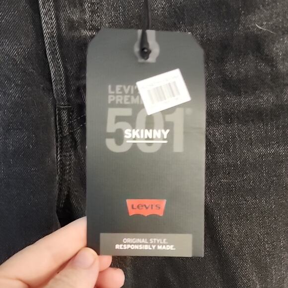 Levi's 501 Skinny Distressed Black Jeans, 31/28, NWT - Picture 7 of 11